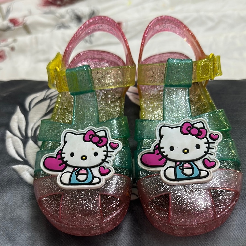 Hello Kitty Sparkle Sandals in Pink, Green, and Yellow